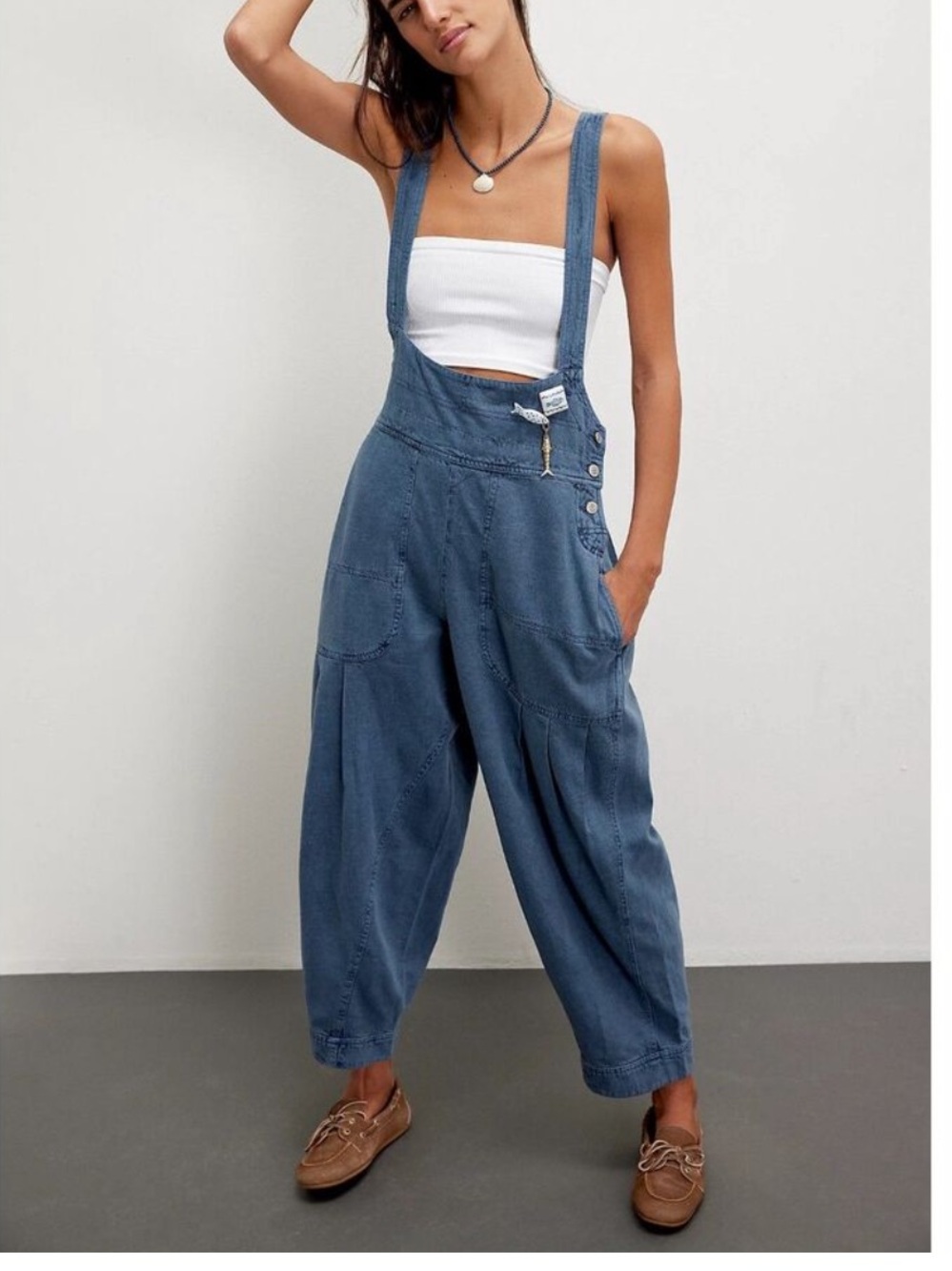 Free People | We The Free • Felix Tapered Overalls Flint Stone Blue - Picture 13 of 14